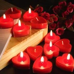 litauraa Heart Shaped Rose Scented Tea Light Candles for Valentine, Wedding & Home Décor Candle-picture-28