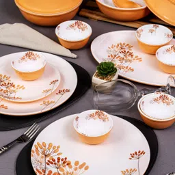 servewell Pack of 31 Melamin Dinner Set Twin Urmi - Bloomers P Orange Dinner Set-picture-12