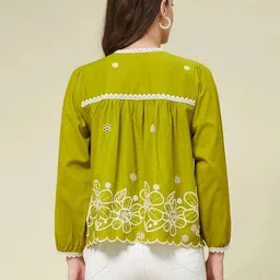 j turritopsis Women Regular Fit Embroidered Button Down Collar Casual Shirt image 2