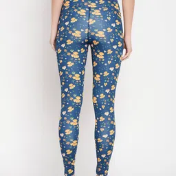 clovia Floral Print Women Blue Tights image 4