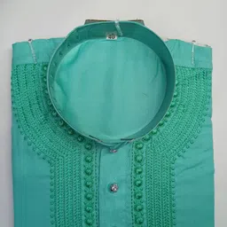 saif chikan handicraft Men Khadi Cotton Kurta Pyjama Set image 5