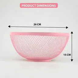 kuber industries Multipurpose Mesh Fruit Basket For Dining Table | HW-14-PNK | Pink Stainless Steel Fruit & Vegetable Basket image 3