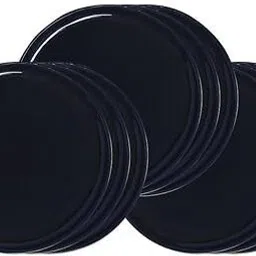 kanha Round Glossy Plain Black Designed (11 Inch) Dinner/Lunch Plates (Pack of 12) Dinner Plate-picture-24