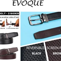 evoque Men Formal Black Texas Leatherite Reversible Belt image 2