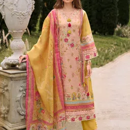 indo era Women Linen Kurta Pant Dupatta Set image 4