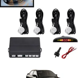 maties 4Pcs White Reverse Parking Sound Warning sensor for car Protection-30 Car Reverse Parking White 4 Sensor With LED Display/Buzzer -30 Parking Sensor-picture-37