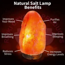 reena enterprises Himalayan Rock Salt Lamp for Energy, Vastu, Healing, Peace, 1.5Kg Approx Table Lamps Lamp Shade image 2