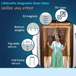 lifekrafts Auto-Closing Magnetic Door Polyester Washable Adults Mosquito Net image 3