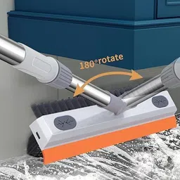 oneflesh Bathroom Cleaning Brush with Wiper 3in1 Long Handle Floor&Tile Scrubber Tool(FL) Plastic, Silicone Wet and Dry Brush image 3