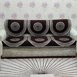 mhf Velvet, Chenille Abstract 3+1+1 Seater Sofa Cover-picture-10