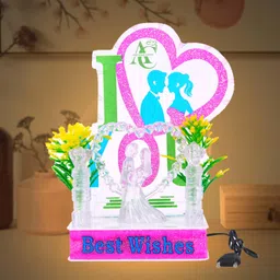 awesome craft LED Love Couple Showpiece with Multicolor Lights | Romantic Best Wishes Gift Decorative Showpiece - 17 cm image 1