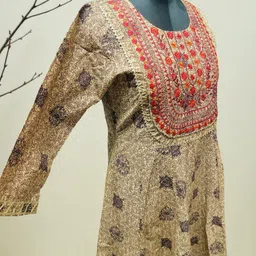 hari zari jaipur Printed Cotton Blend Stitched Anarkali Gown image 3
