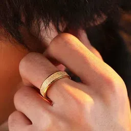 kairangi Trendy Western Band Titanium Collection Stardust Gold Stainless Steel Rings Stainless Steel Titanium Plated Ring image 3