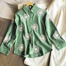 streetwardrobe Women Regular Fit Embroidered Button Down Collar Party Shirt image 3