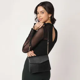 fastrack Black Women Sling Bag Solid image 2