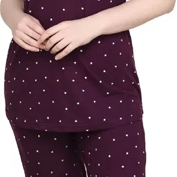tigywigy Women Top & Pyjama Set Purple Printed image 3