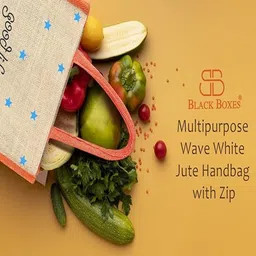 blackboxes Eco-Friendly Printed Jute Hand Bag-Reusable Tiffin Hand Bag for Men and Women image 3