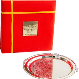 indianartvilla Silver Plated Designer Quarter Plate Half Plate image 1