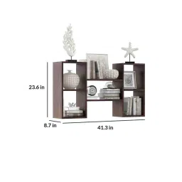 a globia creations Lotus Walnut Engineered Wood Wall Shelf image 3