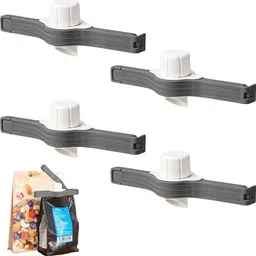 Food Bag Sealer Clips with Pour Spout Reusable Bag Clips with Thread Caps 4 Pack Plastic Belt Pack of 4 Hangers For Belt-image-4