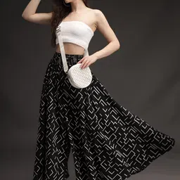 akshar Women Flared Black Viscose Rayon Trousers-picture-11