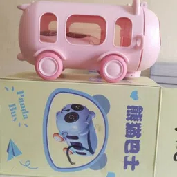 atharv nest Bus Water Bottle Car Straw Leakproof Plastic Drinking Bottle with Movable Wheels image 5