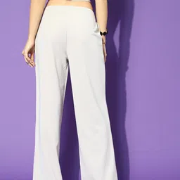 street9 Women Regular Fit Grey Viscose Rayon Trousers image 3