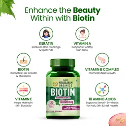 vlado's himalayan organics Biotin 10000 mcg with Keratin, Amino Acids & Multivitamin - 120 Veg Tablets image 5
