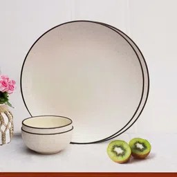 pure source india Pack of 4 Ceramic Plates & Bowls - Elegant and Durable Dining Set for 2 Family Members Dinner Set-picture-10