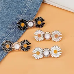 CUZWAVE Adjustable Waist Buckle for Pants,Double flower waist pins Pack Of 2 Brooch image 5