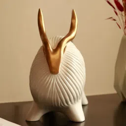 artecasa Horned Yak White Resin Figurines image 2