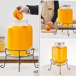 dsrpc 8L Glass Juice Mason Jar Glass Water Dispenser Glass Pitcher with Stand Bottled Water Dispenser image 3