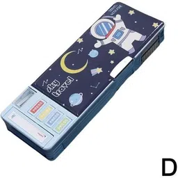 vworld press compass button space boy Art Plastic Pencil Box image 5