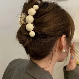 rosastella 1PCS Elegant secured hair glossy beaded claw clip in soft Hair Claw-picture-24