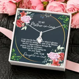 rakva Mother-In-Law Necklace From Bride, Mother-in-Law Wedding Day Gift Necklace Zircon Silver Pendant Set-picture-12