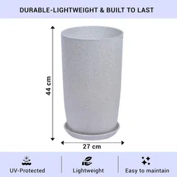 kuber industries Marble Emerald Flower Pot for Home & Garden with Tray|18 Inch|Pack of 2|White Plant Container Set image 4