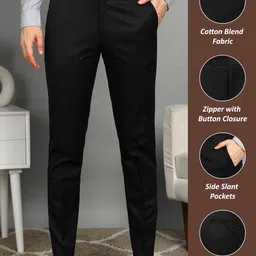 cyphus premium Men Slim Fit Black Lycra Blend Trousers-picture-11