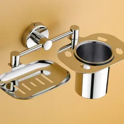 Stainless Steel Soap Holder, Soap Dish, Tumbler Holder, Brush Holder Stainless Steel Wall Shelf-image-7