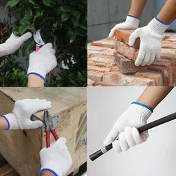 qtm 10 Pair Cotton Knitted Gloves Reusable Washable Bundle for Unisex Free size SyntheticSafety Gloves image 5