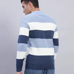 willey Men Striped Round Neck Multicolor Sweater image 2