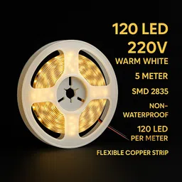 spark world 1 LEDs 5 m Yellow Steady Strip Rice Lights image 3
