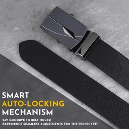 warcks Men Formal, Casual, Evening, Party Black Genuine Leather Belt image 4