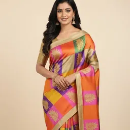 anugrah textile Embroidered Banarasi Lycra Blend, Chiffon Saree-picture-46