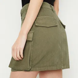 max Women Solid A-line Green Skirt-picture-28
