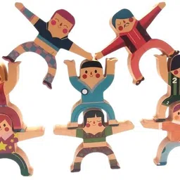 raindrops Wooden Balancing Toys for Kids Stack and Balance Human Tower, Hercules balance image 2