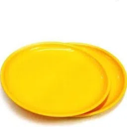 everbuy Glossy Finish Microwave Safe Round Food Grade Virgin Plastic Dinner Plates Set For Home and Restaurant (Dishwasher Safe) 11 Inches (Pack of 3) Dinner Plate image 5