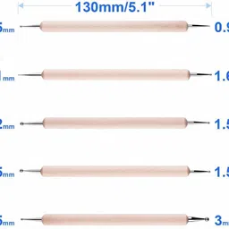 craftacious Wooden Dotting Tool Set 5 Pcs Double Ended Stainless Steel Ball for Clay, Pottery, Ceramic, Nail Art image 3