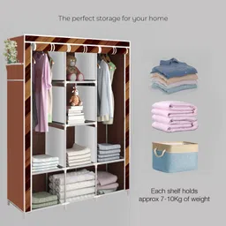 mezire Multilayer 8 Shelf Foldable Almirah – Bedroom Wardrobe for Clothes Storage Carbon Steel Collapsible Wardrobe image 2