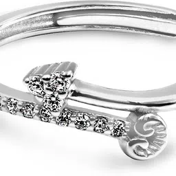 zarkan Cute Love Arrow Ring Gift for women And girl with 925 stamped Silver Zircon Rhodium Plated Ring-picture-20