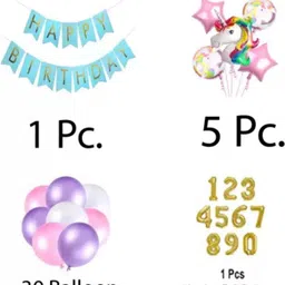 kr 3RD / THIRD BIRTHDAY DECORATION WITH UNICORN THEME BALLOON image 2